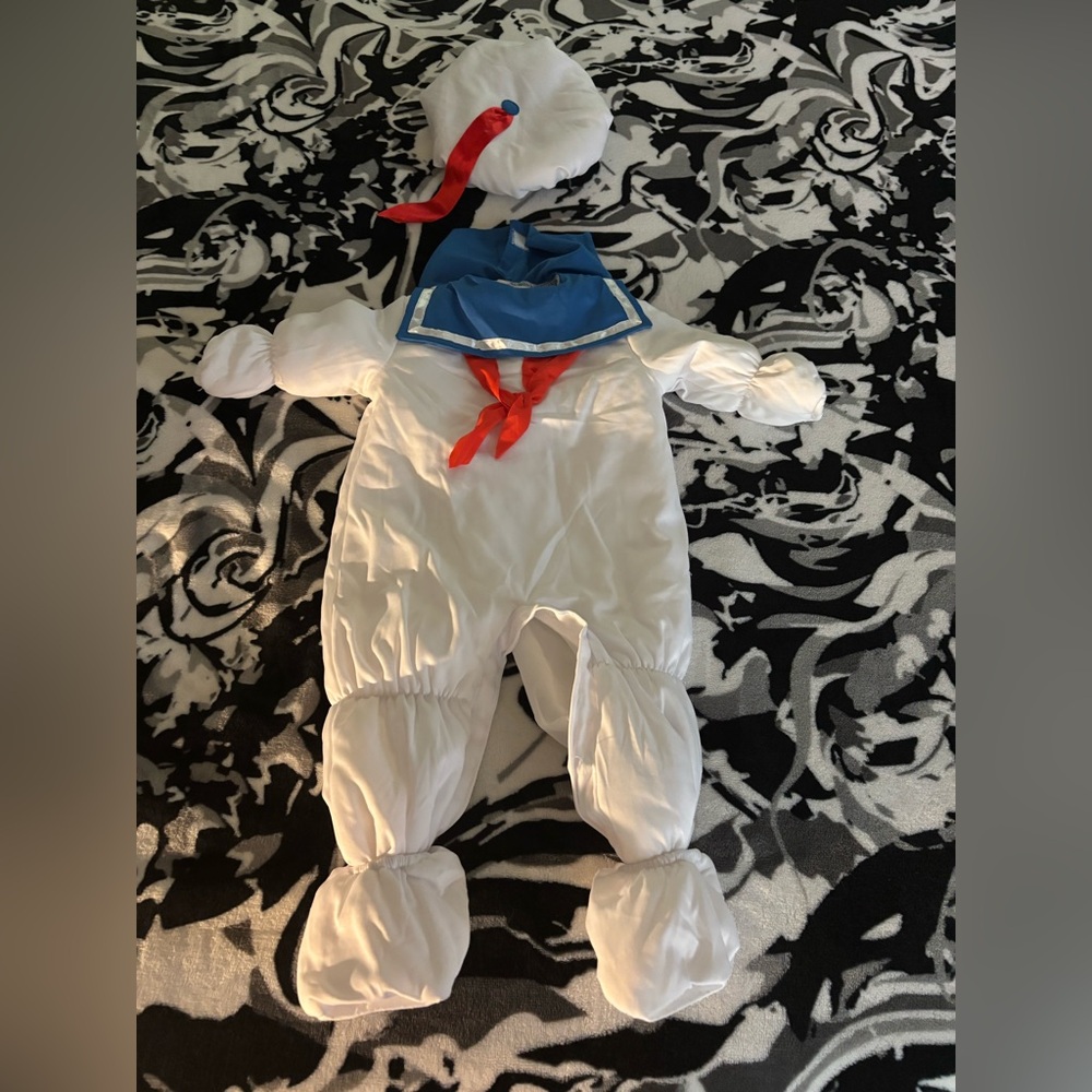 White Sailor Costume with Red and Blue Accents